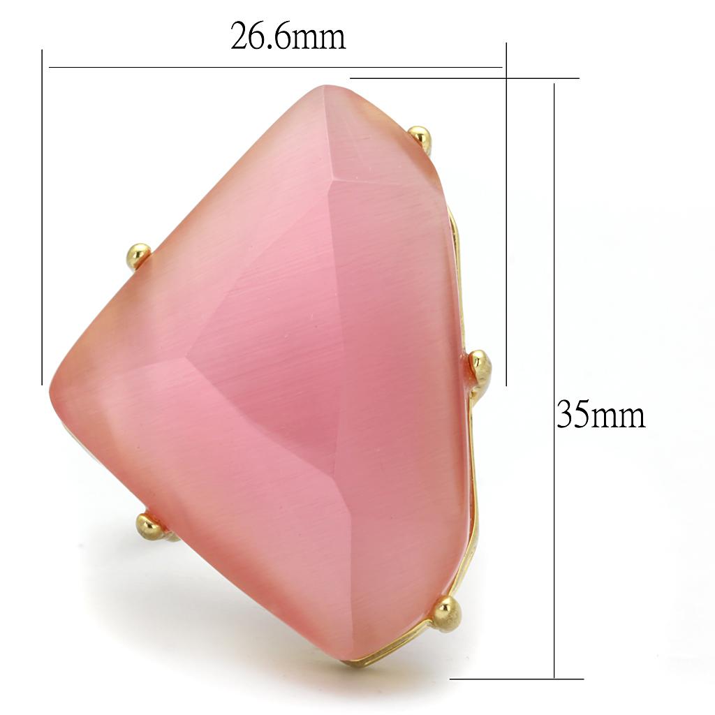 LO4104 - Gold & Brush Brass Ring with Synthetic Cat Eye in Rose-1