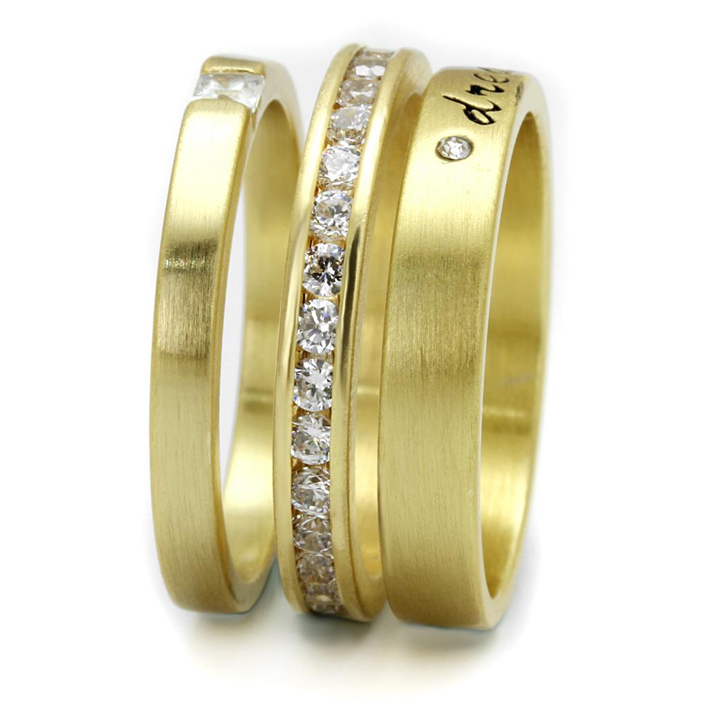 LO4114 - Gold Brass Ring with AAA Grade CZ  in Clear-2