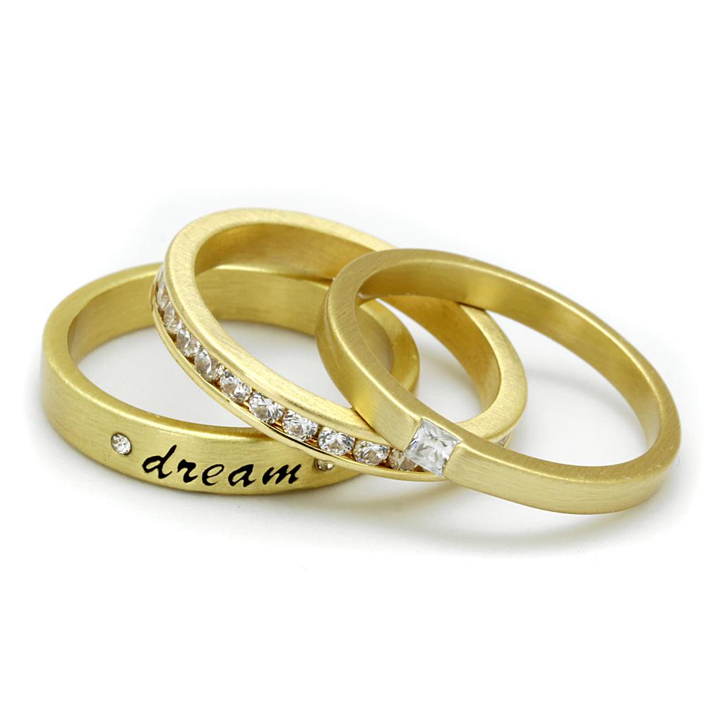 LO4114 - Gold Brass Ring with AAA Grade CZ  in Clear-3
