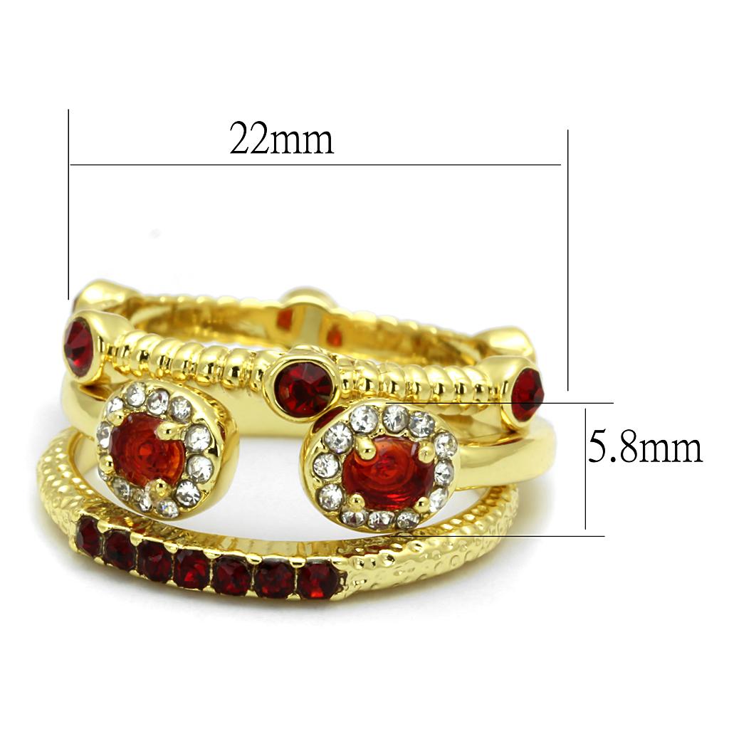 LO4116 - Gold Brass Ring with Top Grade Crystal  in Siam-1
