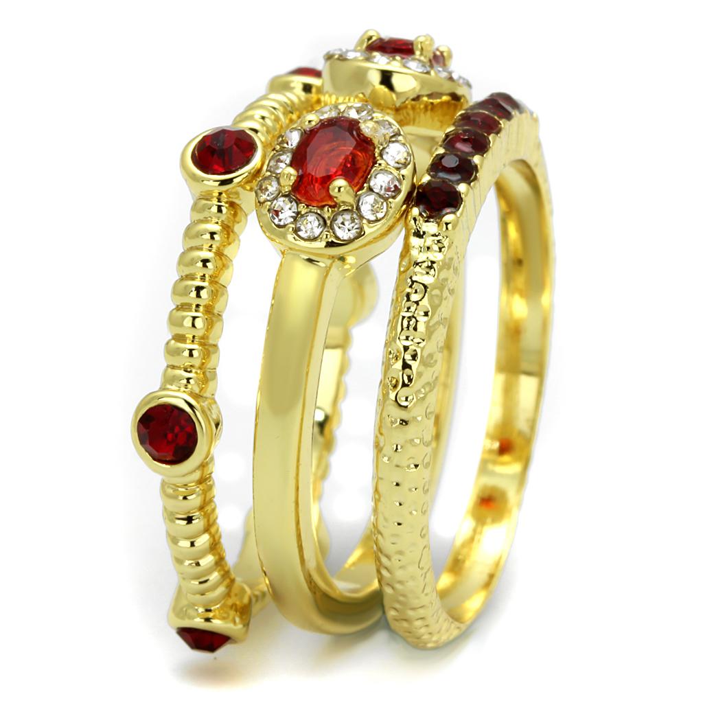 LO4116 - Gold Brass Ring with Top Grade Crystal  in Siam-2