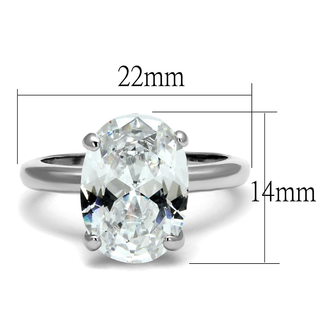 LO4124 - Rhodium Brass Ring with AAA Grade CZ  in Clear-1