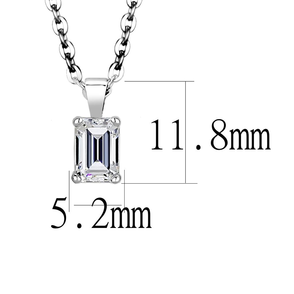 LO4127 - Rhodium Brass Chain Pendant with AAA Grade CZ  in Clear-1