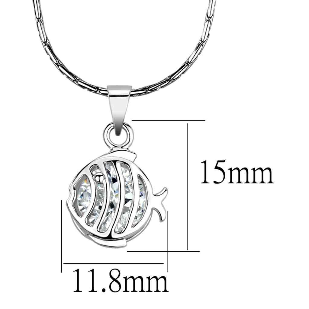 LO4148 - Rhodium Brass Chain Pendant with AAA Grade CZ  in Clear-1