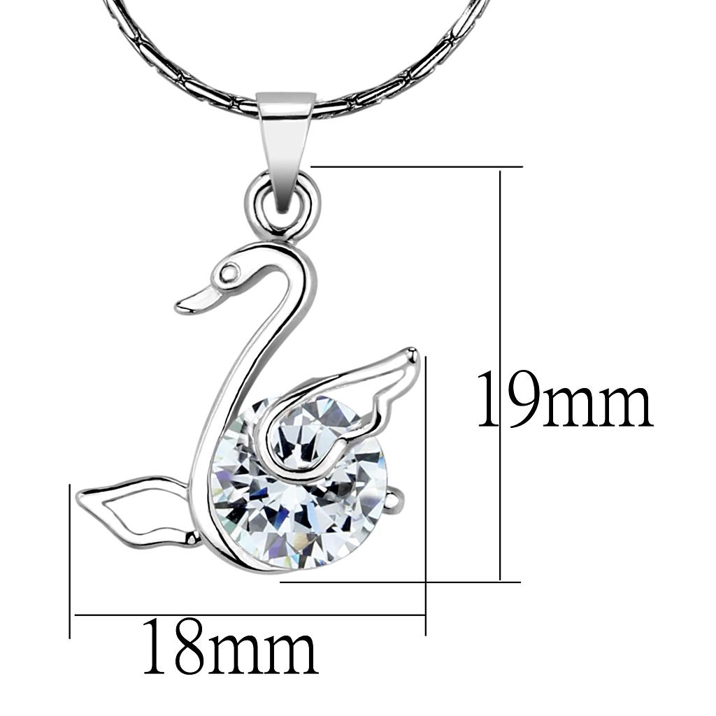LO4155 - Rhodium Brass Chain Pendant with AAA Grade CZ  in Clear-1