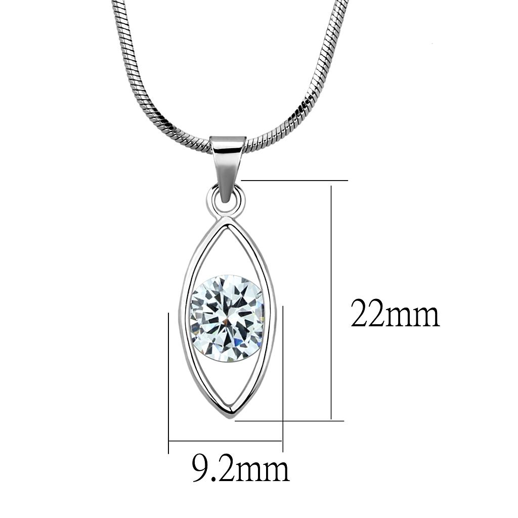 LO4157 - Rhodium Brass Chain Pendant with AAA Grade CZ  in Clear-1