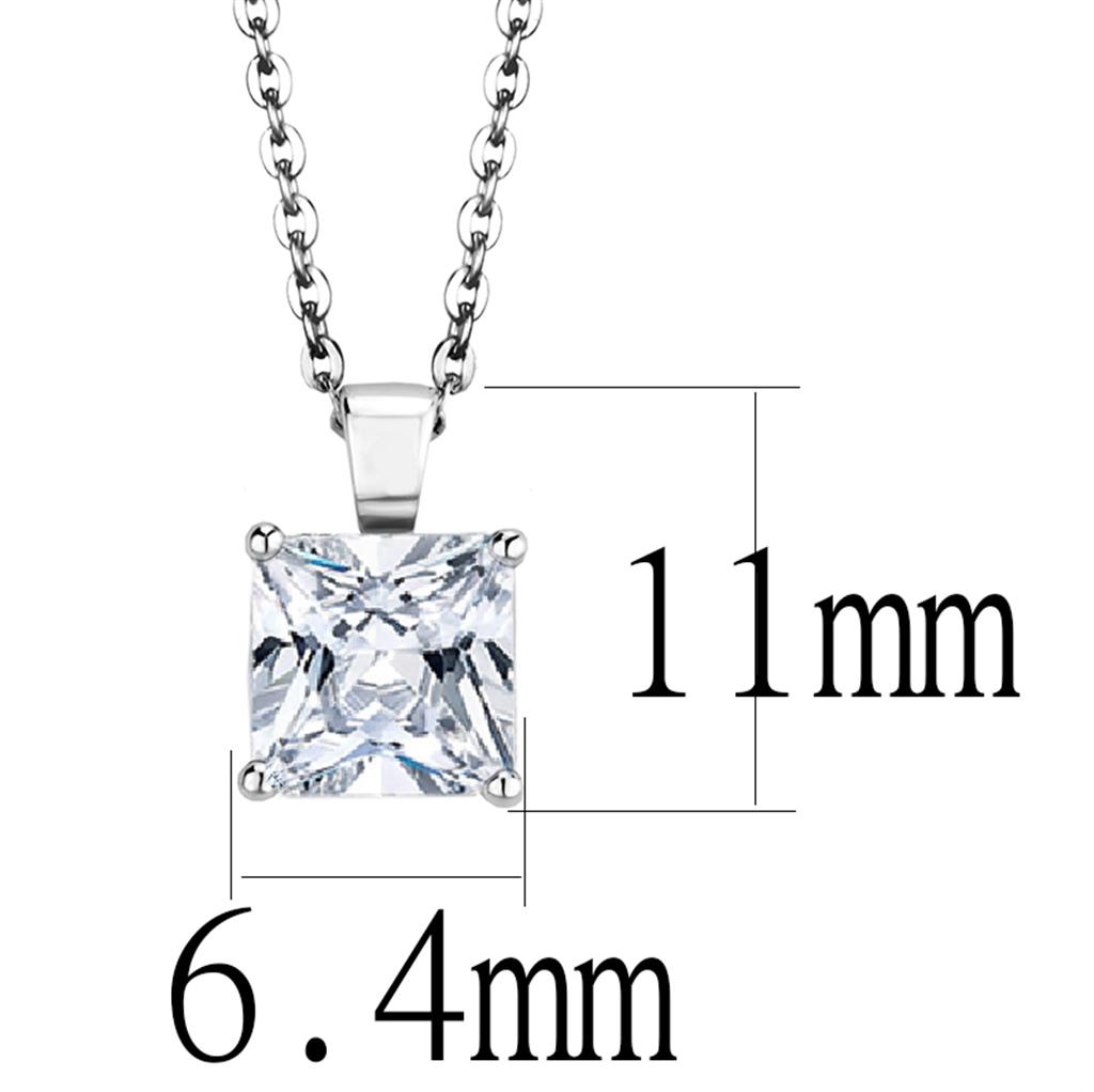 LO4173 - Rhodium Brass Chain Pendant with AAA Grade CZ  in Clear-1