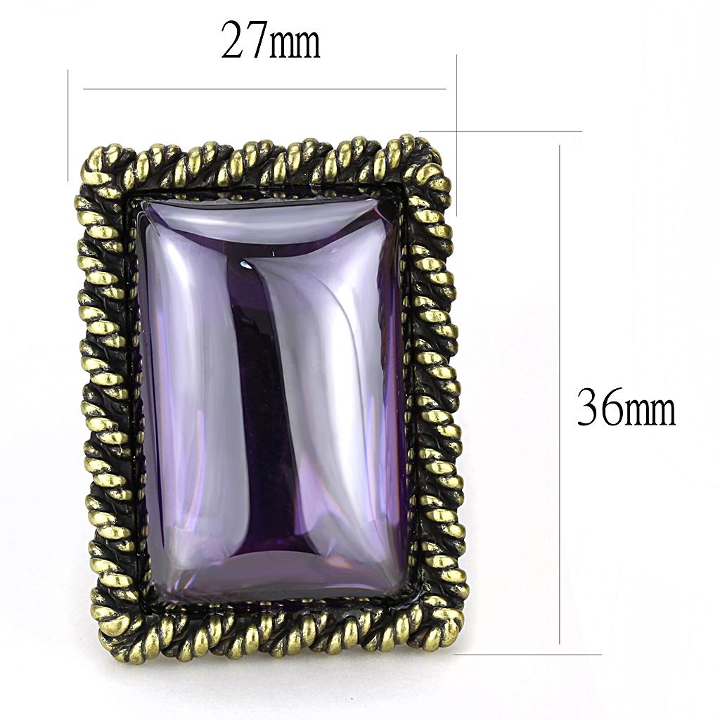 LO4178 - Antique Copper Brass Earrings with AAA Grade CZ  in Amethyst-2