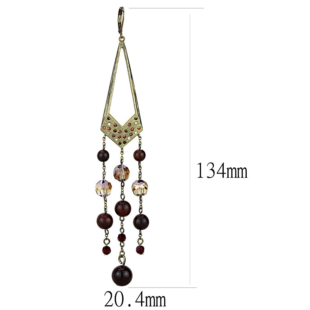 LO4186 - Antique Copper Brass Earrings with Assorted  in Multi Color-1