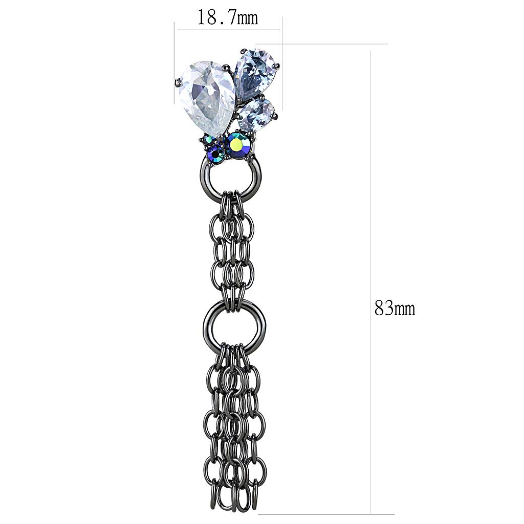 LO4204 - TIN Cobalt Black Brass Earrings with AAA Grade CZ  in Clear-1