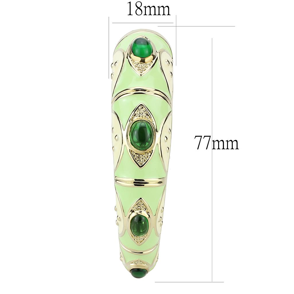 LO4267 - Gold Brass Bangle with Synthetic  in Emerald-3