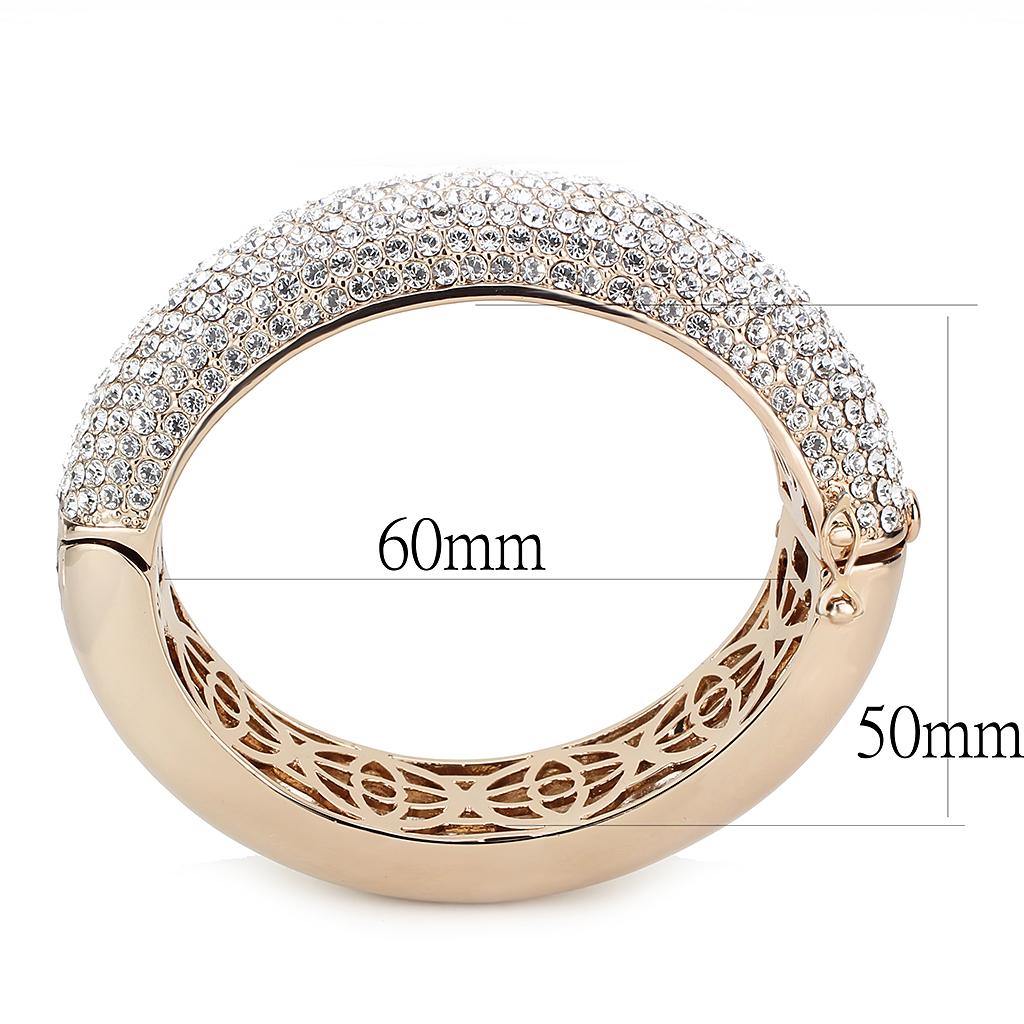LO4269 - Rose Gold+e-coating Brass Bangle with Top Grade Crystal  in Clear-2