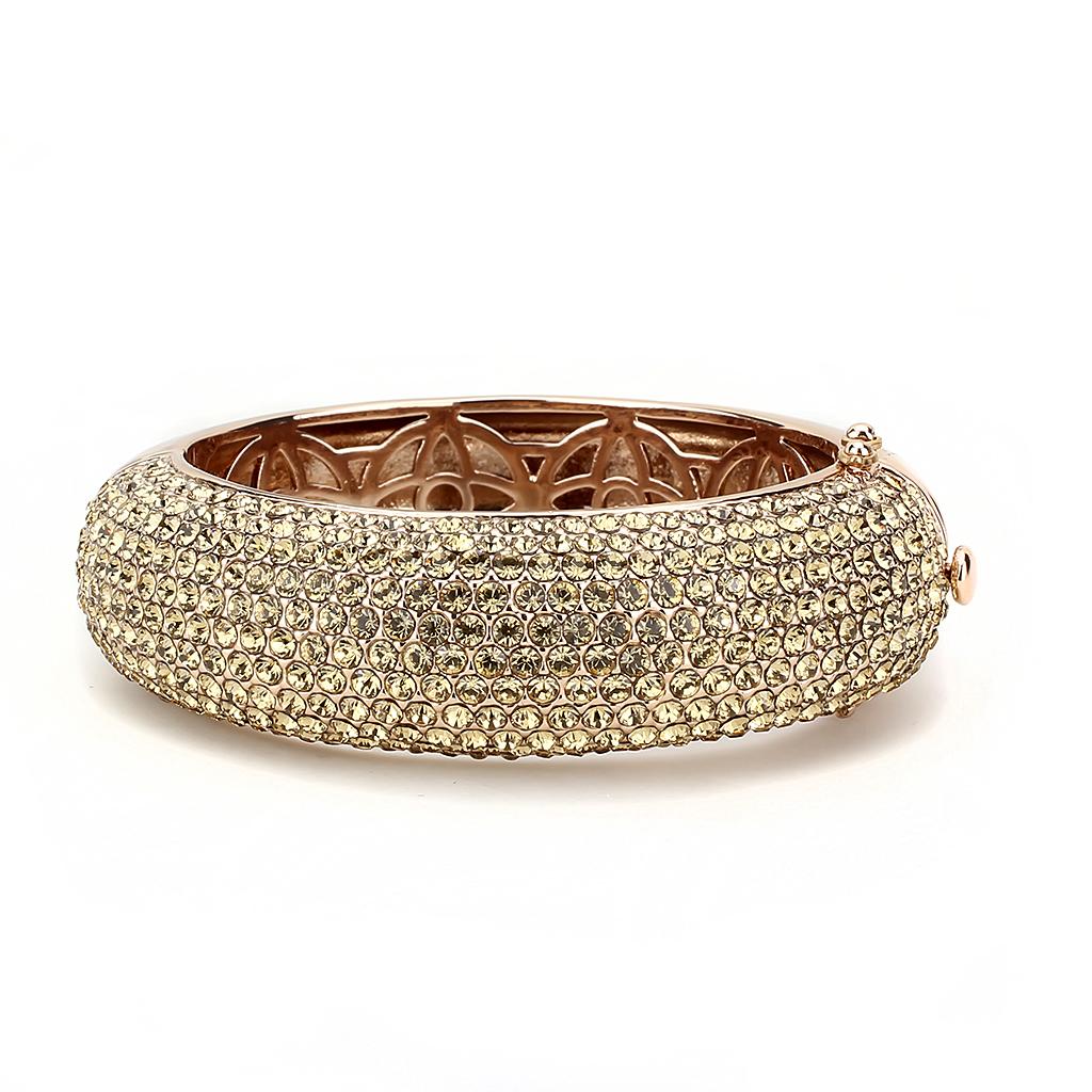 LO4270 - Rose Gold+e-coating Brass Bangle with Top Grade Crystal  in Citrine Yellow-1