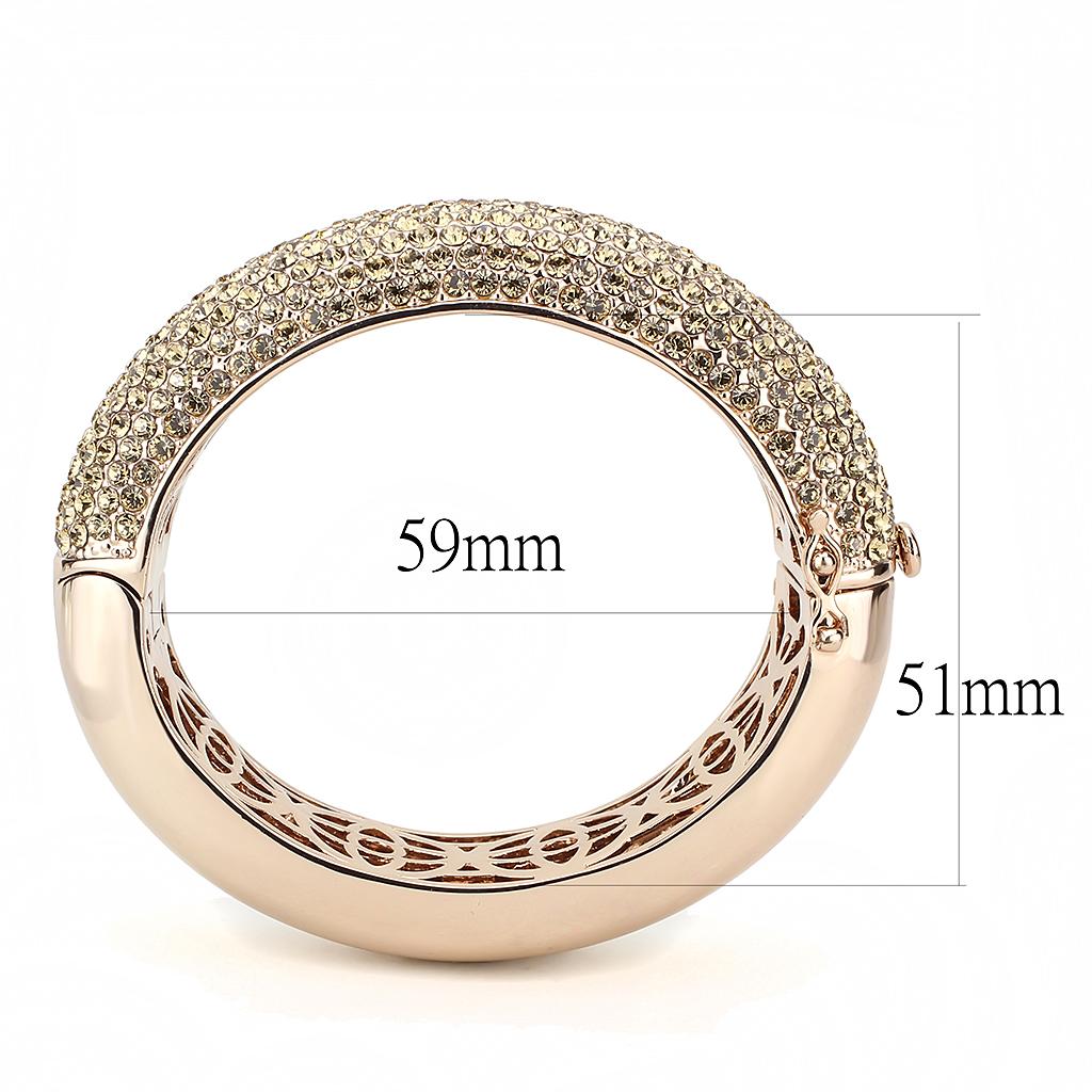LO4270 - Rose Gold+e-coating Brass Bangle with Top Grade Crystal  in Citrine Yellow-2