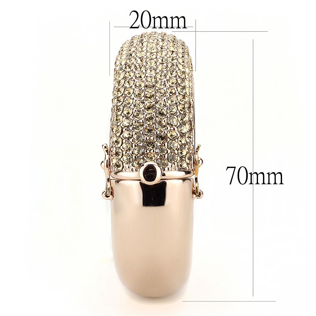 LO4270 - Rose Gold+e-coating Brass Bangle with Top Grade Crystal  in Citrine Yellow-3