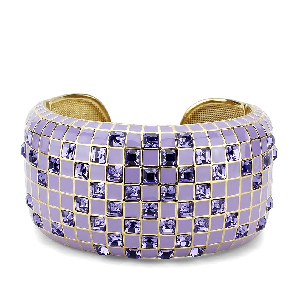 LO4271 - Gold Brass Bangle with Top Grade Crystal  in Tanzanite-1