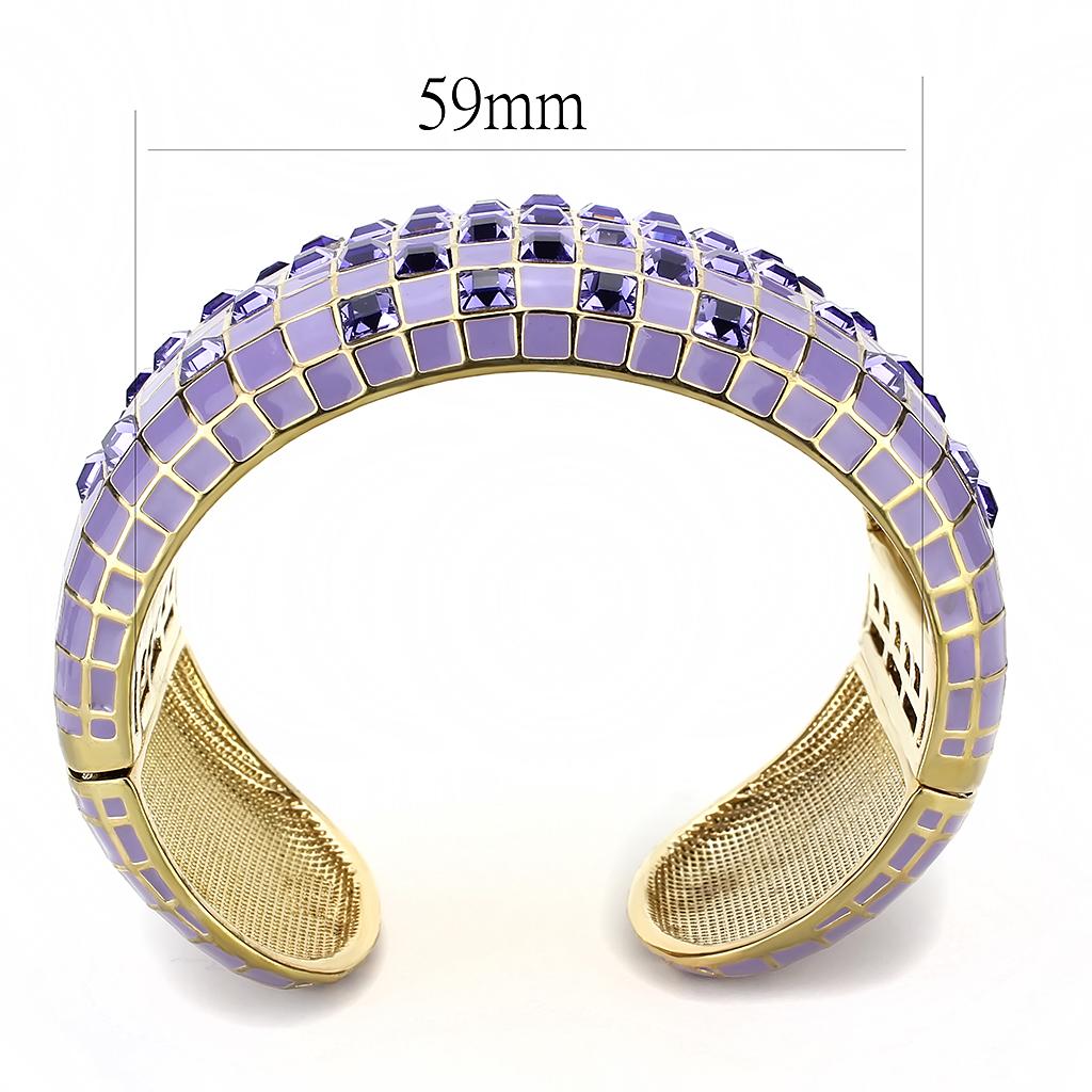 LO4271 - Gold Brass Bangle with Top Grade Crystal  in Tanzanite-2