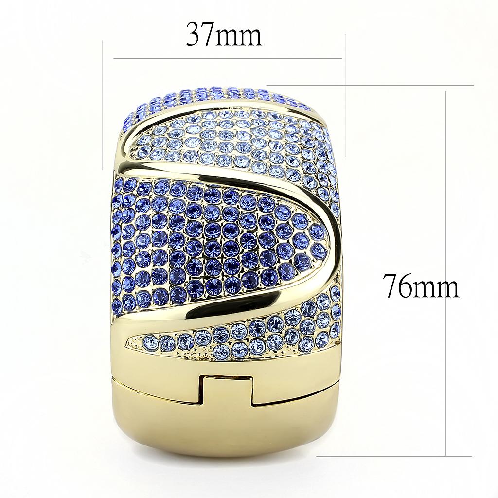 LO4276 - Gold Brass Bangle with Top Grade Crystal  in Multi Color-3