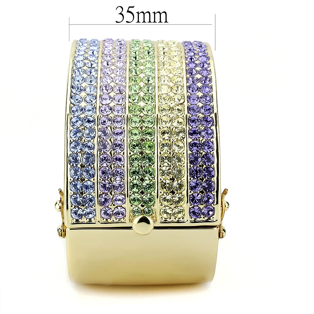 LO4277 - Gold Brass Bangle with Top Grade Crystal  in Multi Color-3