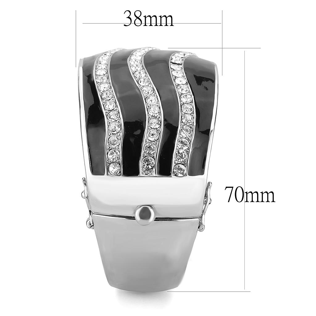 LO4278 - Rhodium Brass Bangle with Top Grade Crystal  in Clear-3