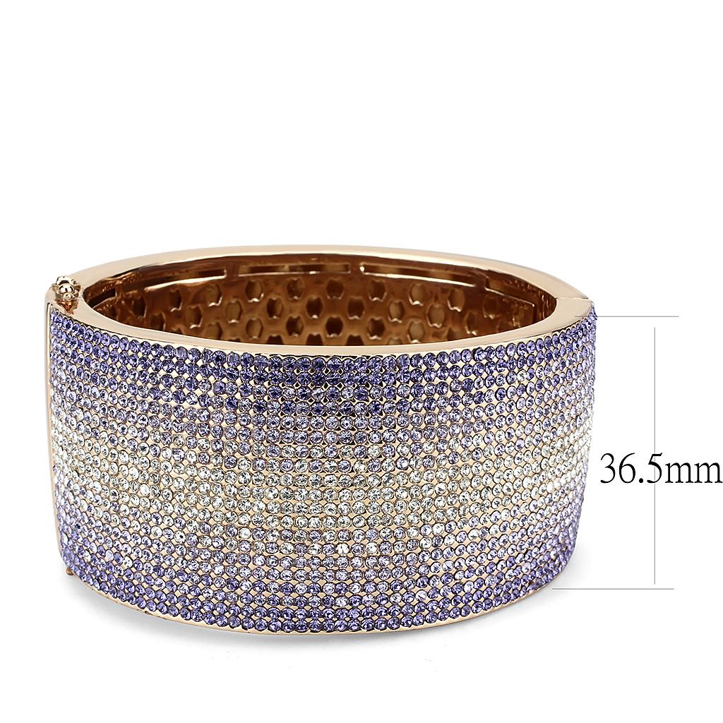 LO4279 - Rose Gold+e-coating Brass Bangle with Top Grade Crystal  in Multi Color-1
