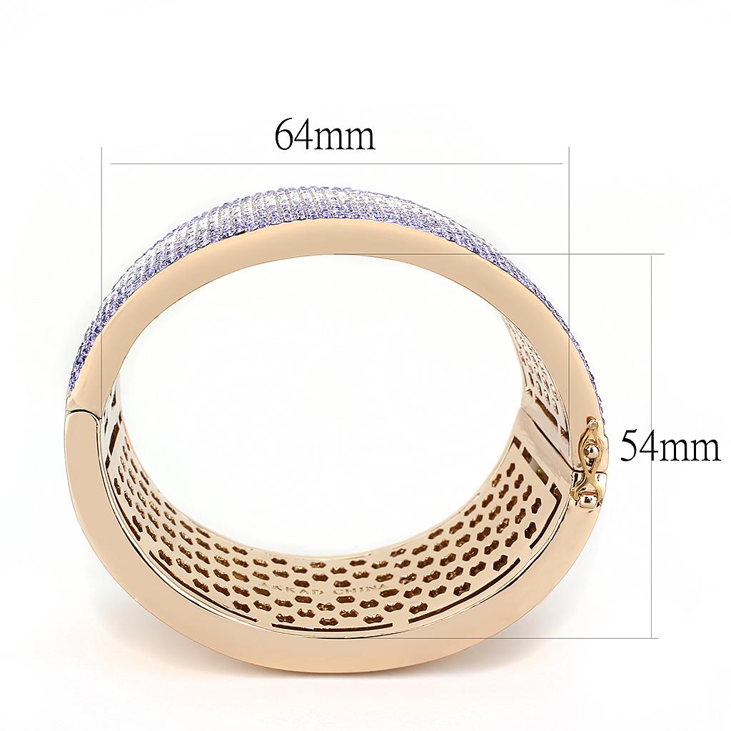LO4279 - Rose Gold+e-coating Brass Bangle with Top Grade Crystal  in Multi Color-2