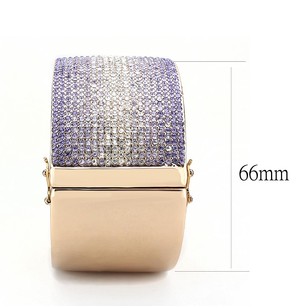 LO4279 - Rose Gold+e-coating Brass Bangle with Top Grade Crystal  in Multi Color-3