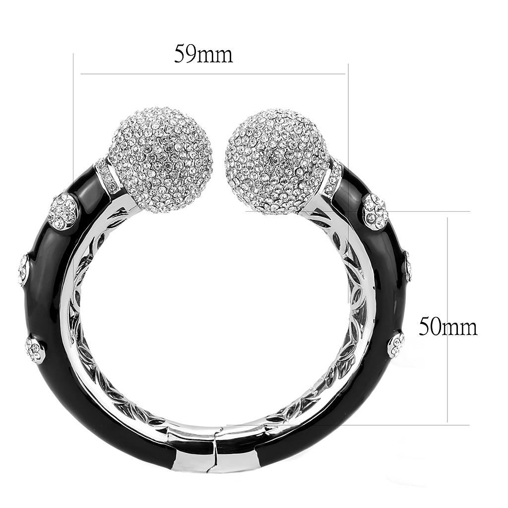 LO4282 - Rhodium Brass Bangle with Top Grade Crystal  in Clear-2
