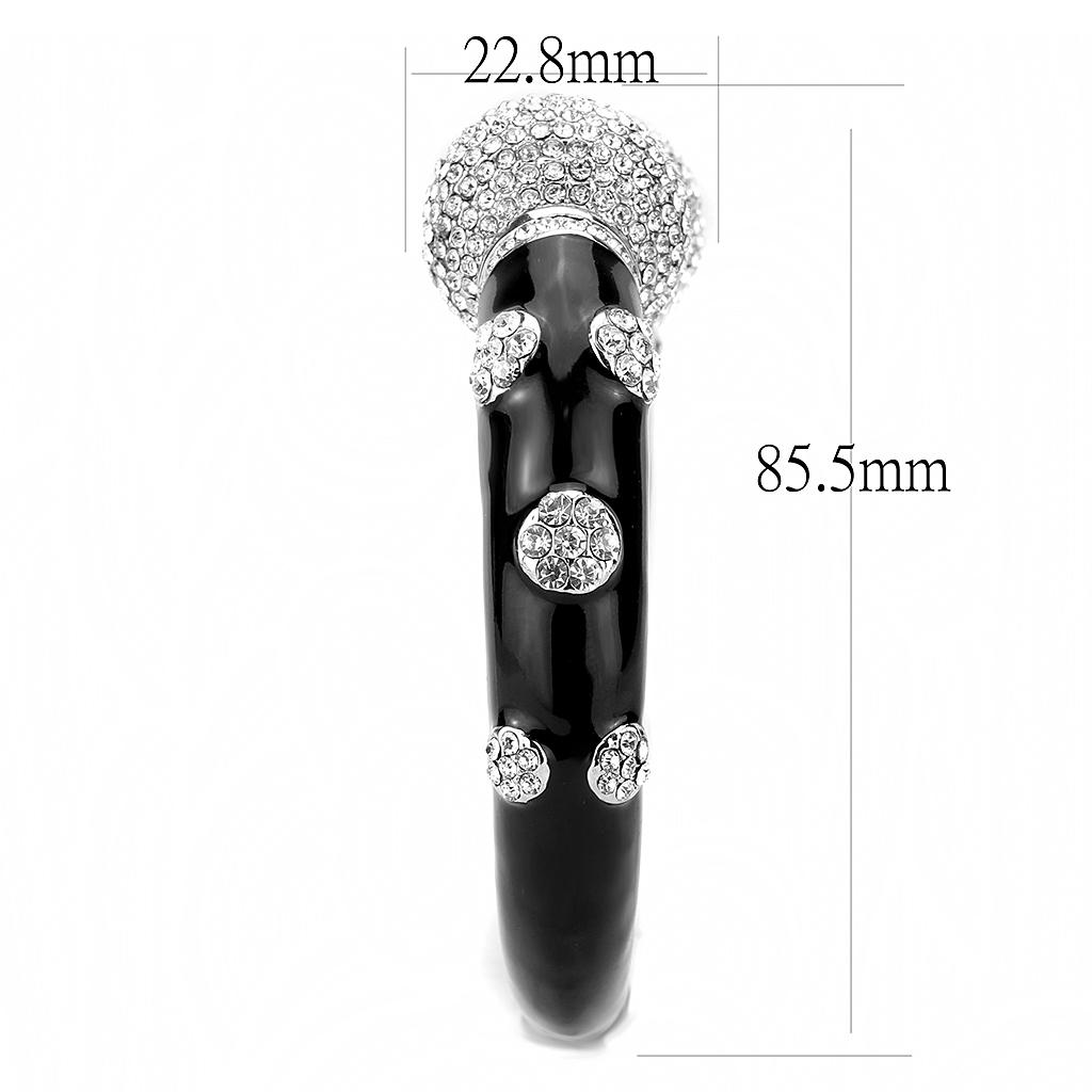 LO4282 - Rhodium Brass Bangle with Top Grade Crystal  in Clear-3