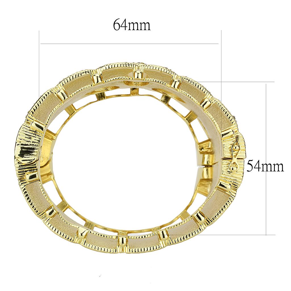 LO4285 - Gold Brass Bangle with Synthetic  in White-2