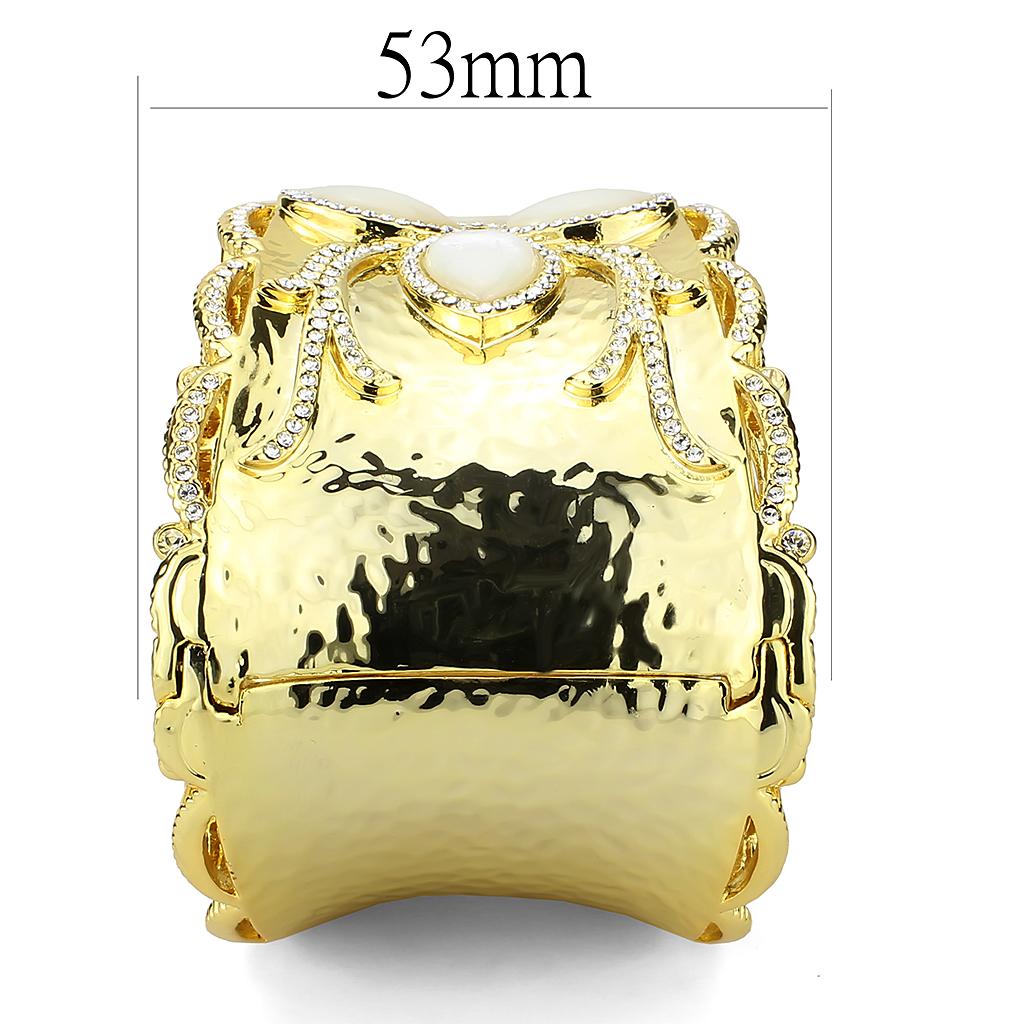 LO4285 - Gold Brass Bangle with Synthetic  in White-3