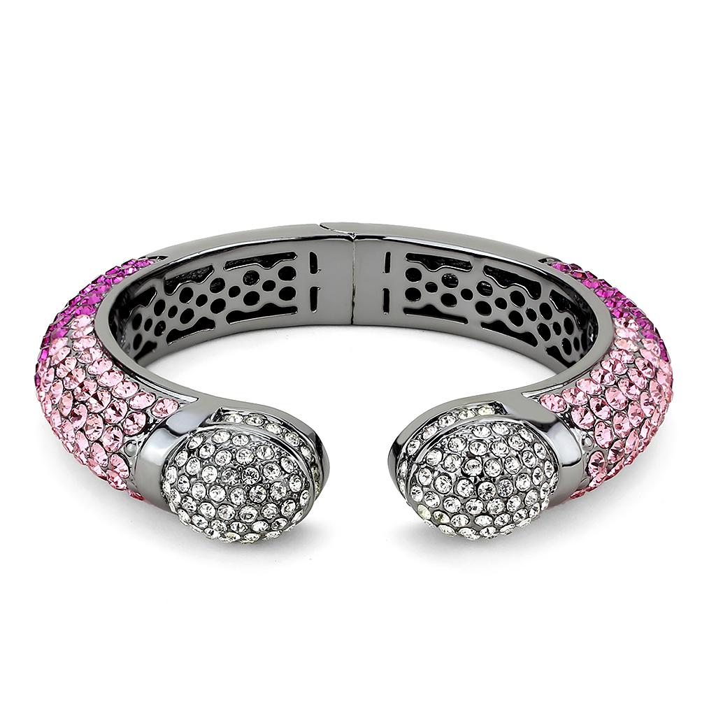 LO4293 - TIN Cobalt Black Brass Bangle with Top Grade Crystal  in Multi Color-1