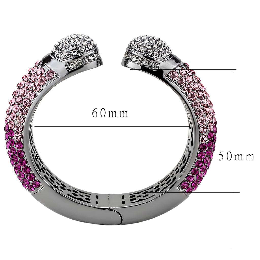 LO4293 - TIN Cobalt Black Brass Bangle with Top Grade Crystal  in Multi Color-2