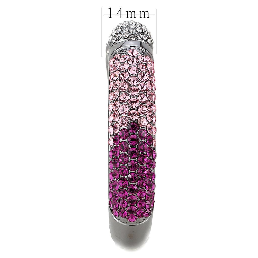 LO4293 - TIN Cobalt Black Brass Bangle with Top Grade Crystal  in Multi Color-3