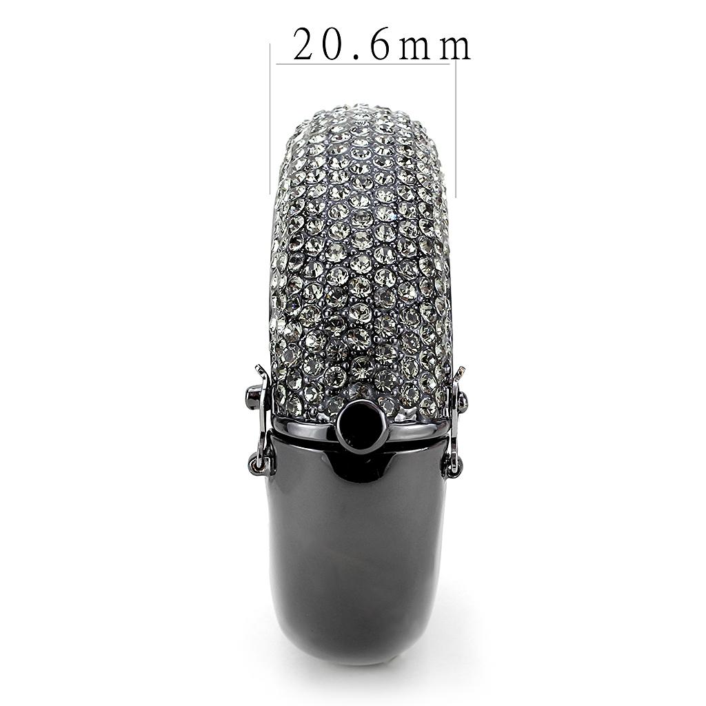 LO4304 - TIN Cobalt Black Brass Bangle with Top Grade Crystal  in Black Diamond-3
