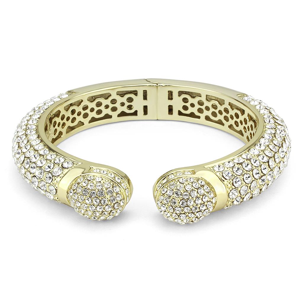 LO4311 - Flash Gold Brass Bangle with Top Grade Crystal  in Clear-1