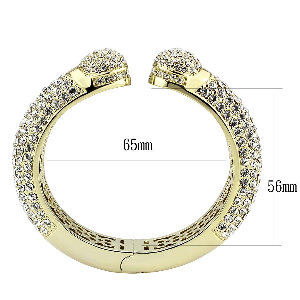 LO4311 - Flash Gold Brass Bangle with Top Grade Crystal  in Clear-2