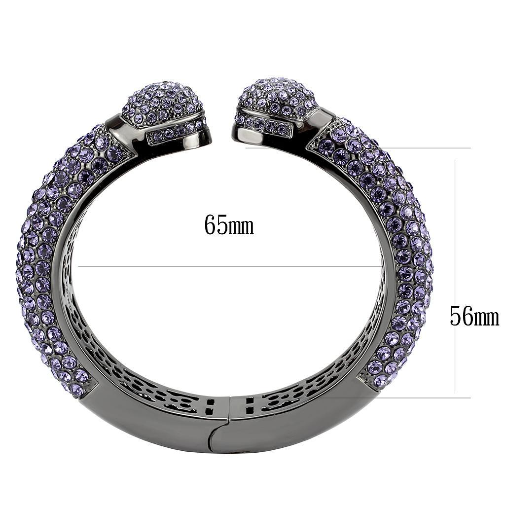 LO4312 - TIN Cobalt Black Brass Bangle with Top Grade Crystal  in Tanzanite-2