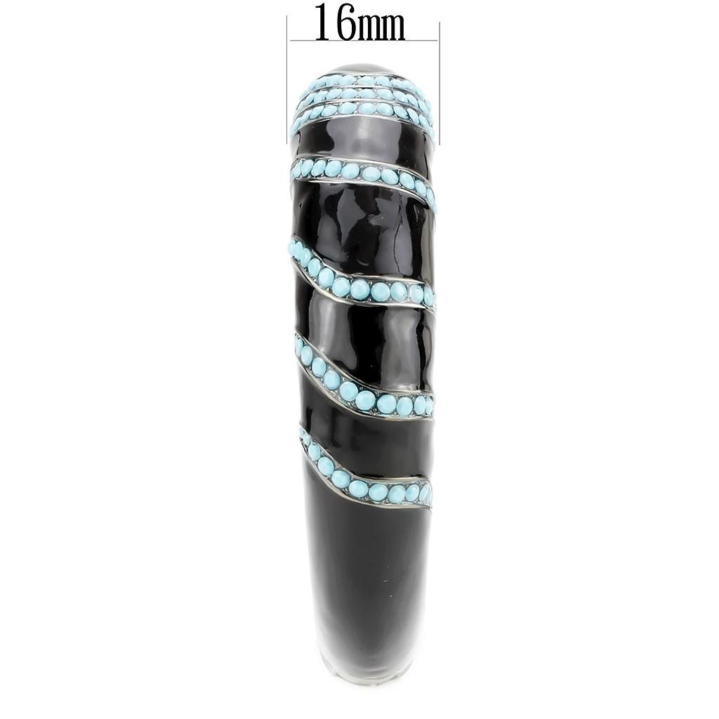 LO4323 - TIN Cobalt Black Brass Bangle with Top Grade Crystal  in Turquoise-3