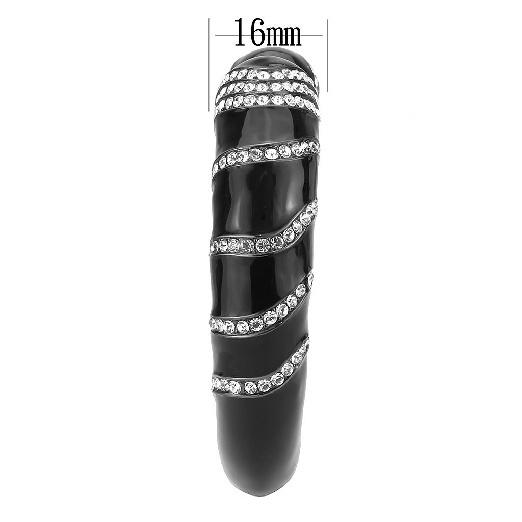 LO4324 - TIN Cobalt Black Brass Bangle with Top Grade Crystal  in Clear-3