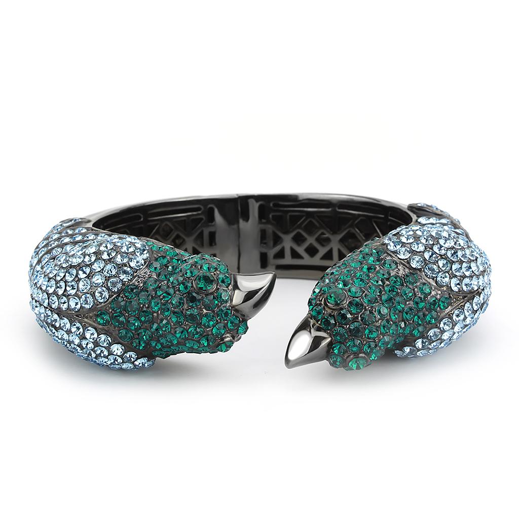 LO4332 - Ruthenium Brass Bangle with Top Grade Crystal  in Multi Color-1