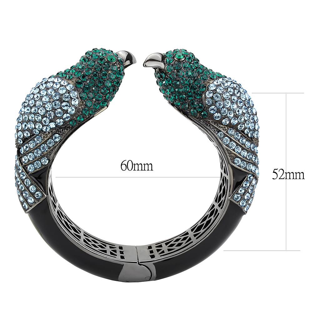 LO4332 - Ruthenium Brass Bangle with Top Grade Crystal  in Multi Color-2