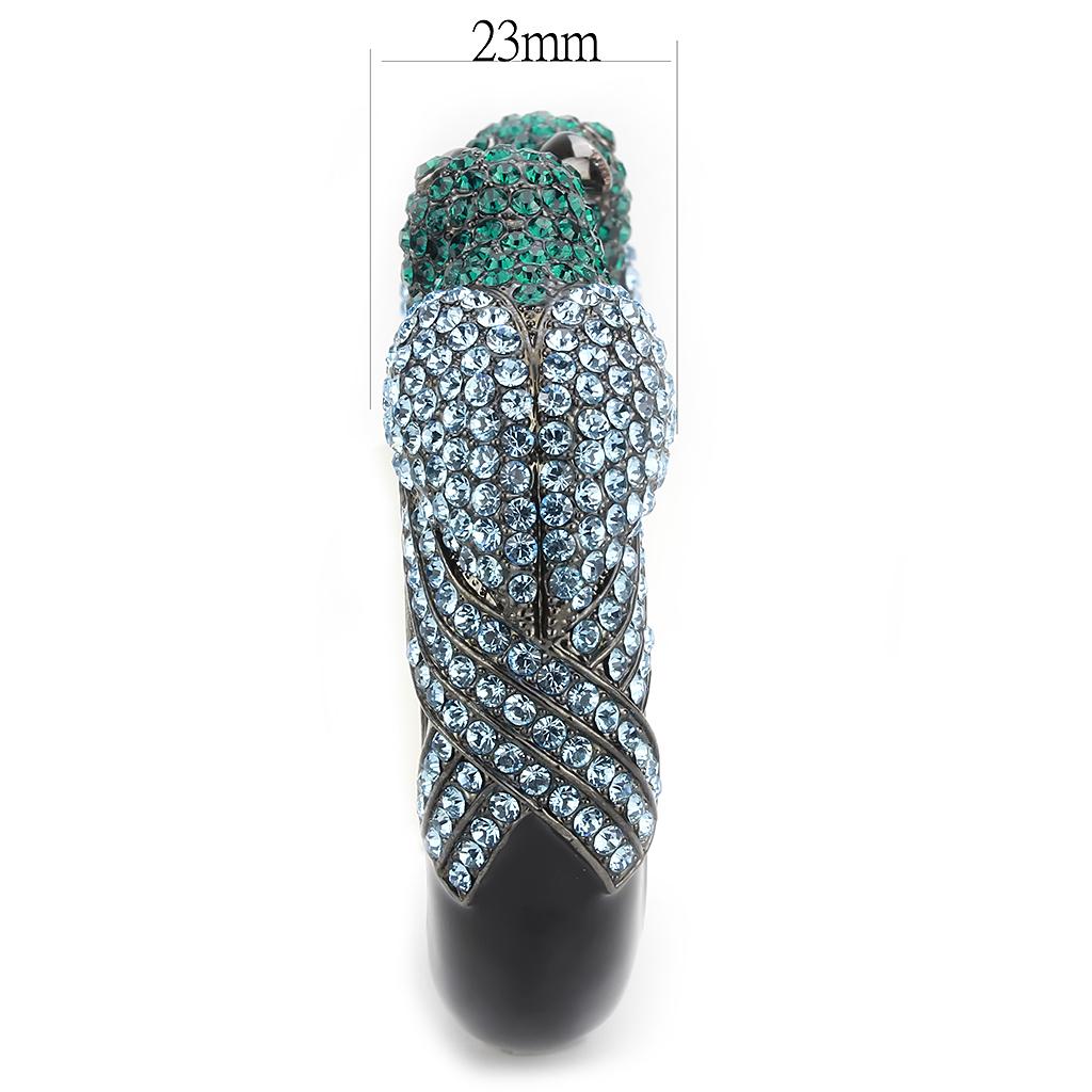 LO4332 - Ruthenium Brass Bangle with Top Grade Crystal  in Multi Color-3