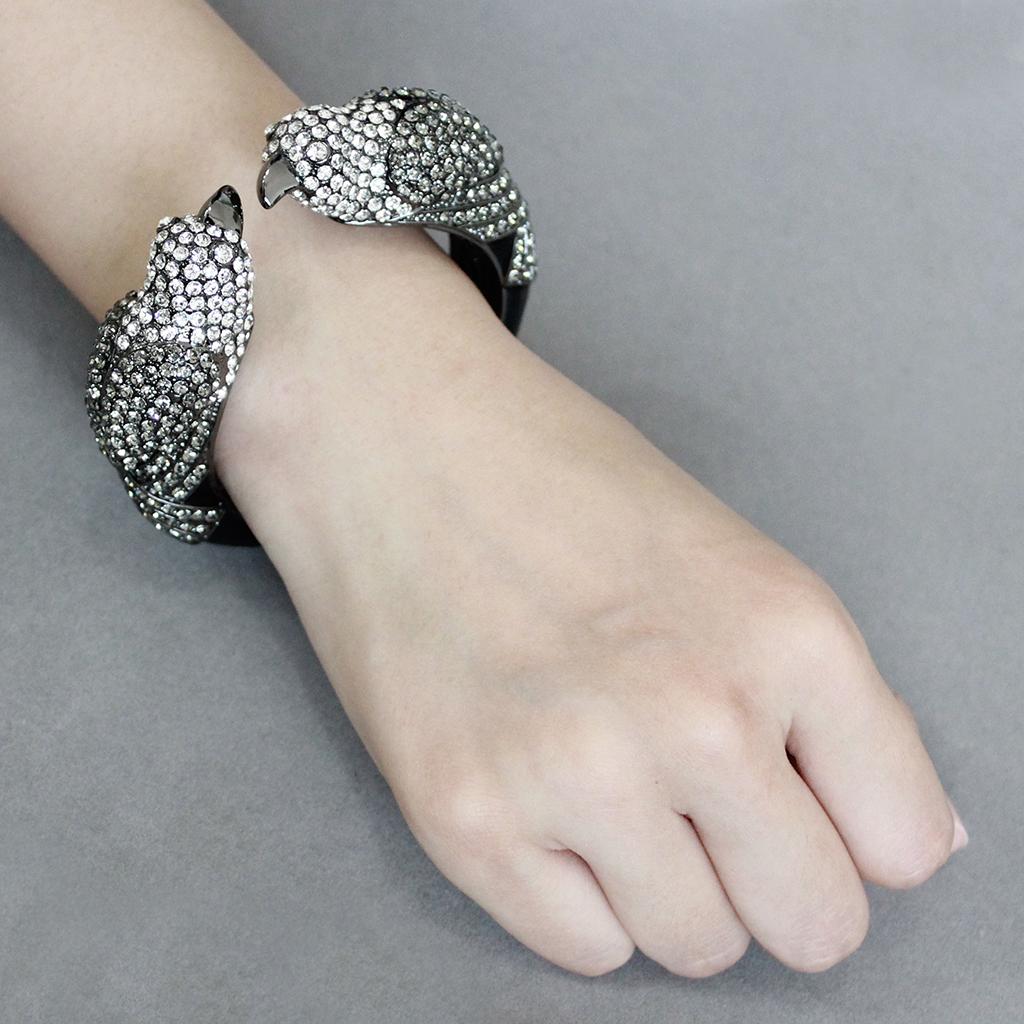 LO4333 - Ruthenium Brass Bangle with Top Grade Crystal  in Multi Color-4