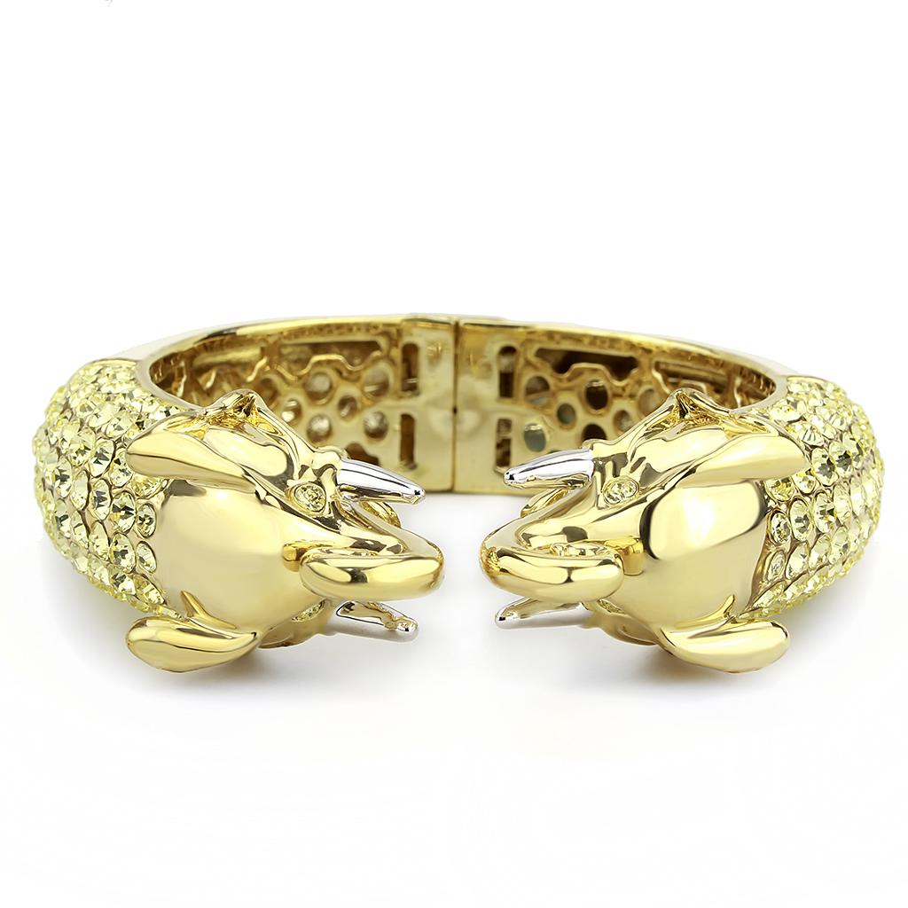 LO4334 - Gold+Rhodium Brass Bangle with Top Grade Crystal  in Citrine Yellow-1