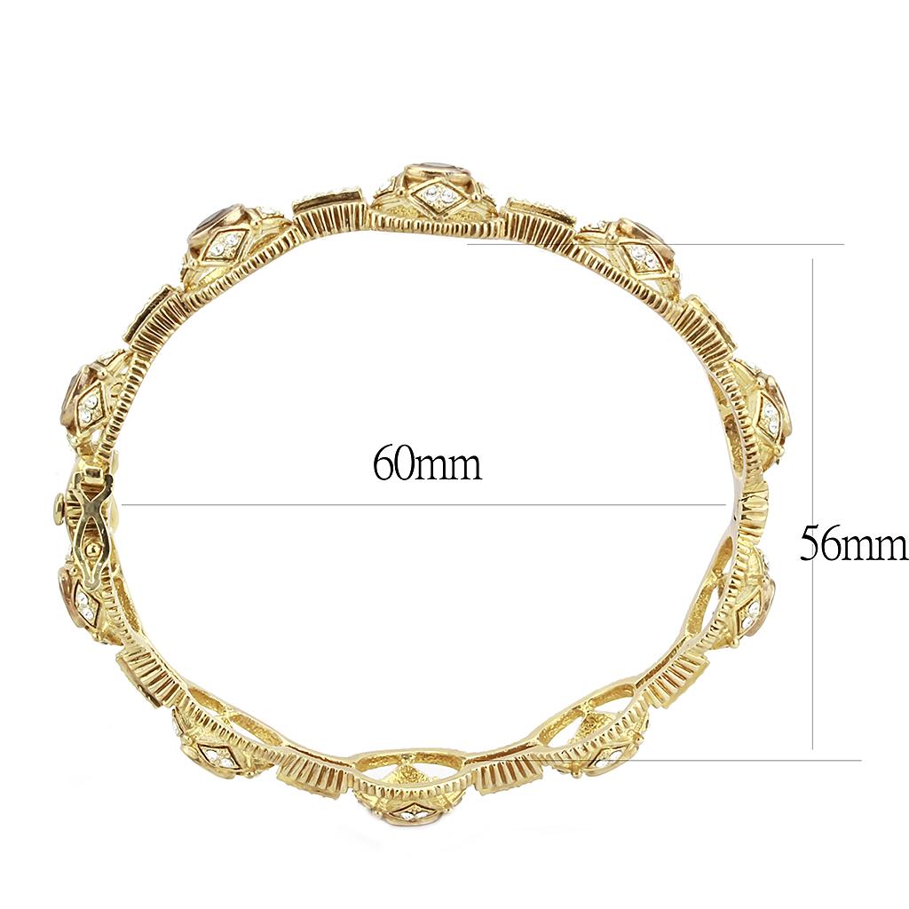 LO4336 - Gold Brass Bangle with Synthetic  in Brown-2