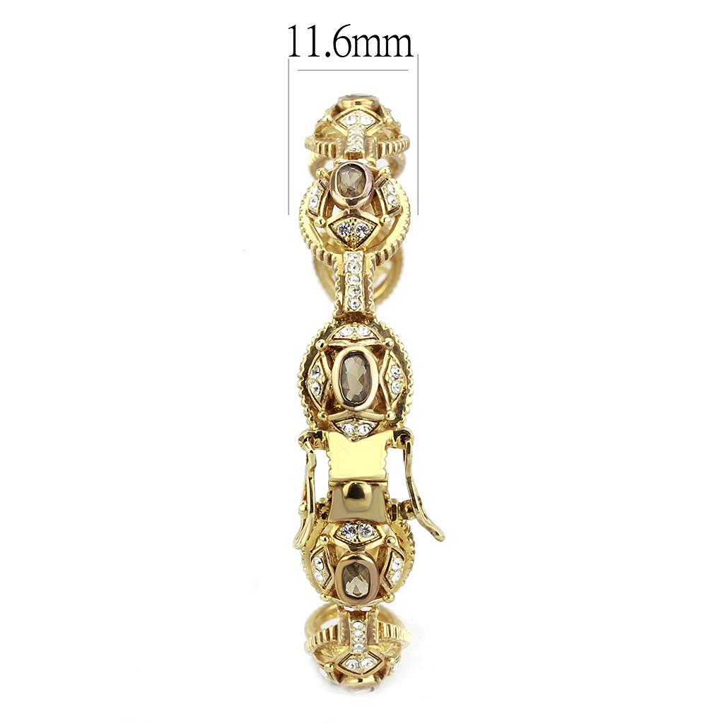 LO4336 - Gold Brass Bangle with Synthetic  in Brown-3