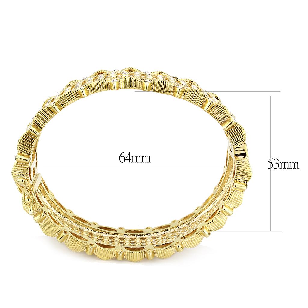 LO4345 - Gold Brass Bangle with Top Grade Crystal  in Clear-2