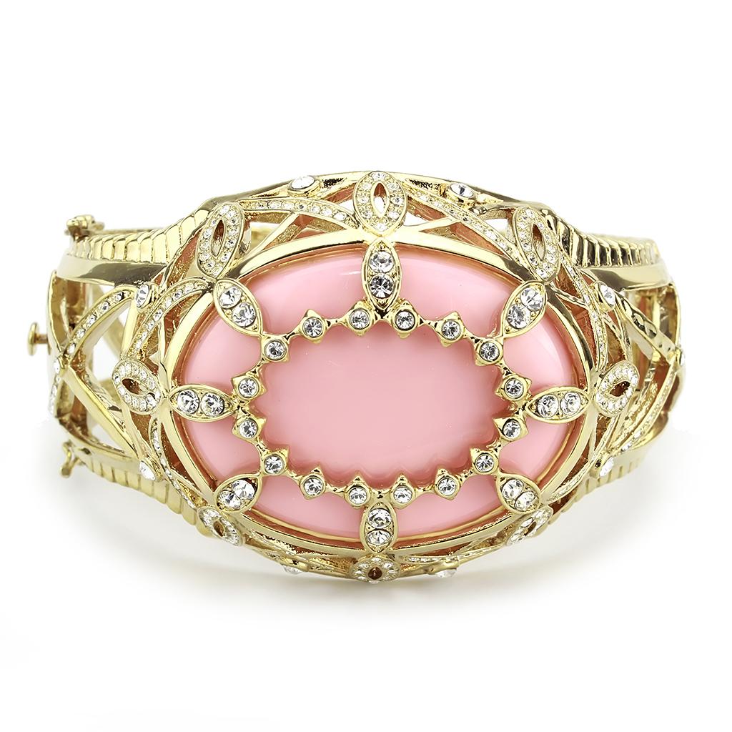 LO4347 - Gold Brass Bangle with Synthetic  in Rose-1