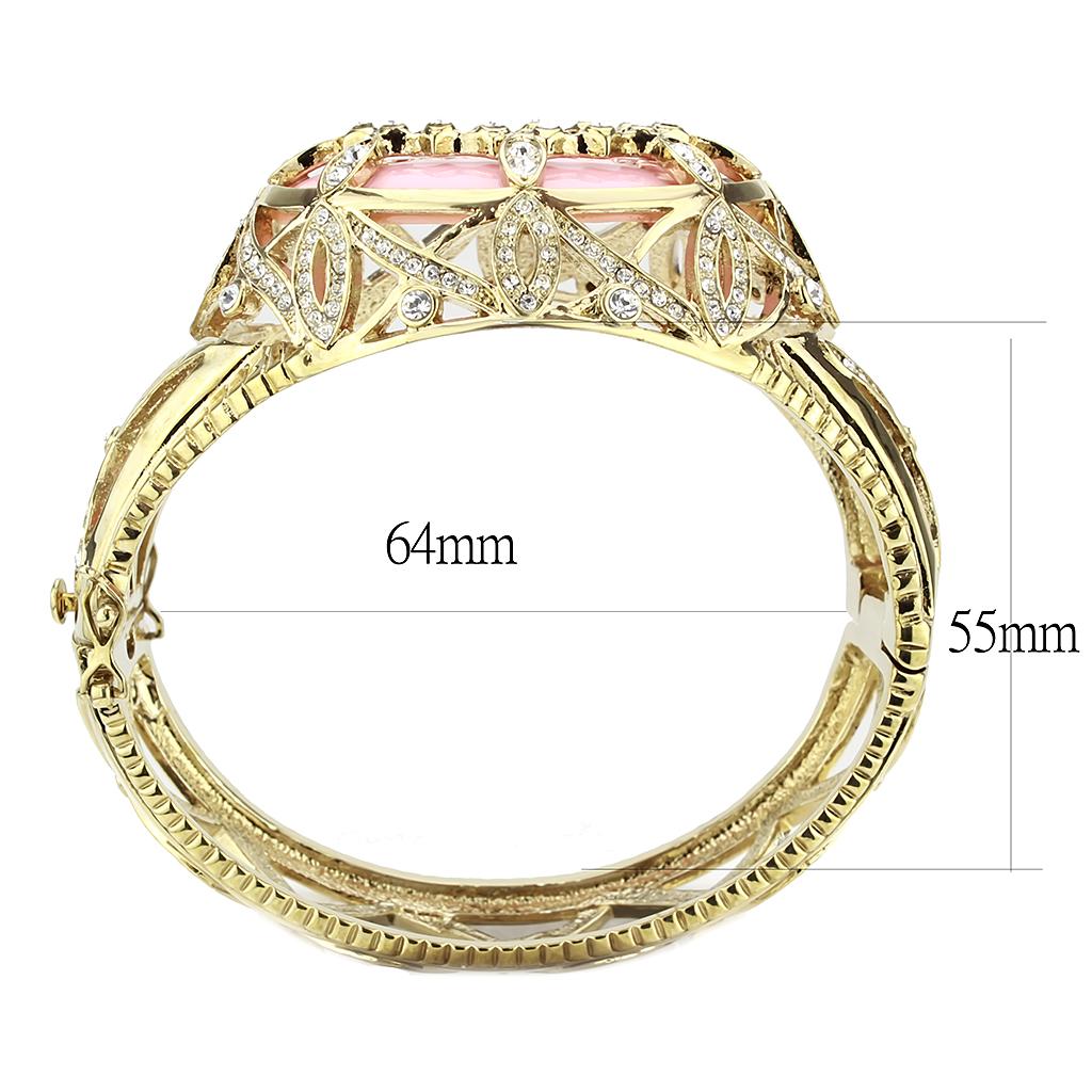 LO4347 - Gold Brass Bangle with Synthetic  in Rose-2